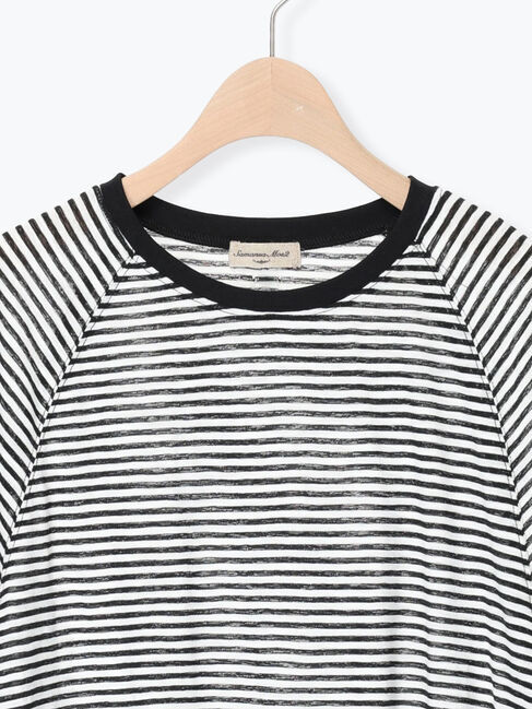 Samansa Mos2「シアーボーダー天竺ラグランTシャツ」|Tシャツ・カットソー|