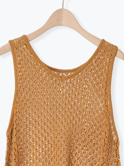 Samansa Mos2「麻タッチレース編み2WAYノースリーブチュニック」|ダウンベスト・ベスト|