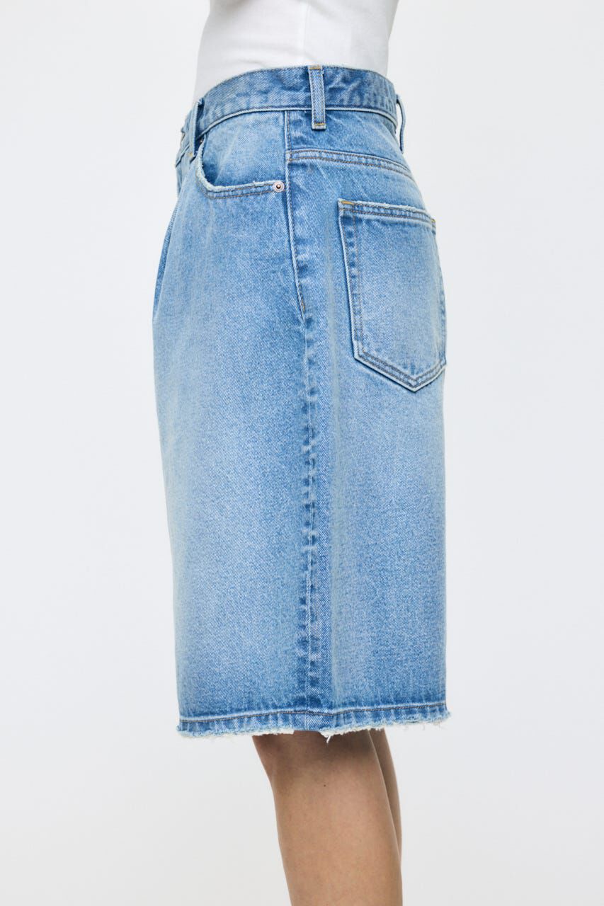 MOUSSY「TUCKED COCOON BERMUDA ショーツ」|デニム|