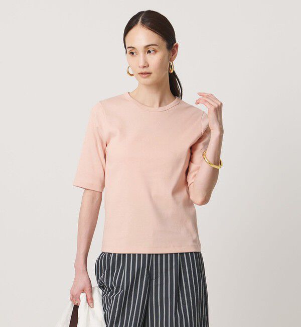 UNITED ARROWS「５分袖 コットン フライス Tシャツ」|Tシャツ・カットソー|LT.PINK