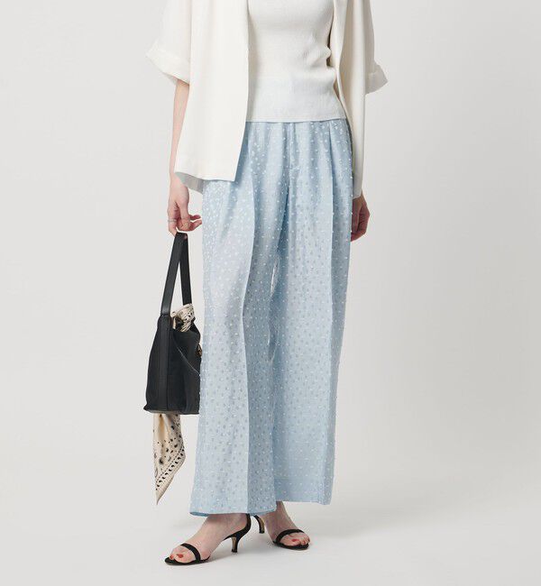UNITED ARROWS「ドット サテン 2タック ワイドパンツ」|スラックス|LT.BLUE