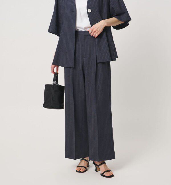 UNITED ARROWS「Spiree ストライプ ワイドパンツ ‐ウォッシャブル‐」|スラックス|