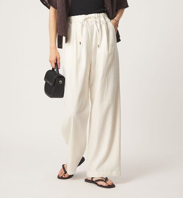 UNITED ARROWS green label relaxing「BREEZE LINEN ブリーズリネン ワイド パンツ オフホワイト ドット」|その他|OFF WHITE