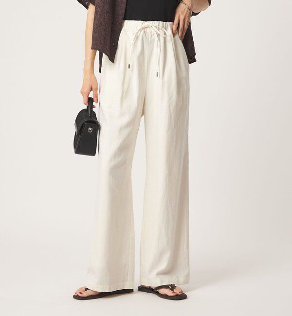 UNITED ARROWS green label relaxing「BREEZE LINEN ブリーズリネン ワイド パンツ オフホワイト ドット」|その他|