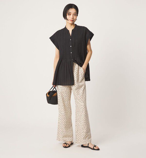 UNITED ARROWS green label relaxing「BREEZE LINEN ブリーズリネン ワイド パンツ オフホワイト ドット」|その他|