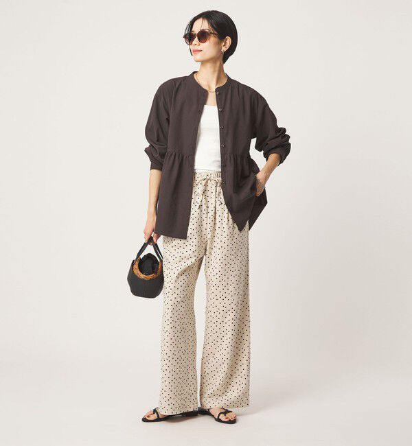 UNITED ARROWS green label relaxing「BREEZE LINEN ブリーズリネン ワイド パンツ オフホワイト ドット」|その他|