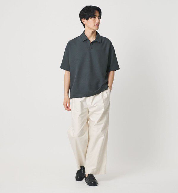 BEAUTY&YOUTH UNITED ARROWS「フュージョン ツイル スキッパー Tシャツ UVカット 透け防止 ストレッチ」|Tシャツ・カットソー|