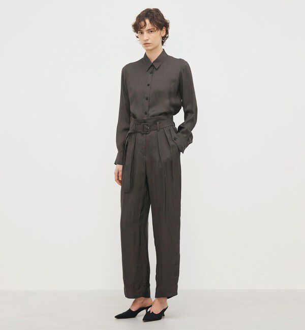 BACCA「レーヨンハウンドトゥース ベルテッド2タックパンツ」|カーゴ|