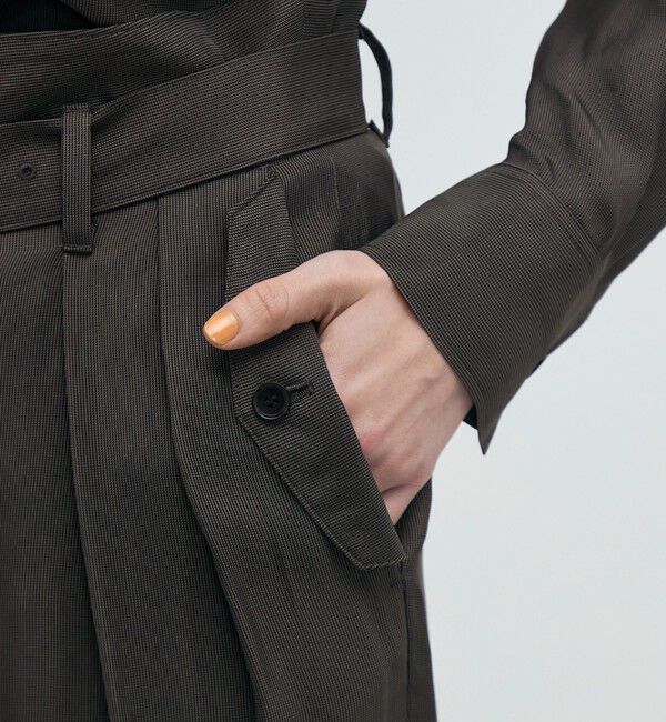 BACCA「レーヨンハウンドトゥース ベルテッド2タックパンツ」|カーゴ|