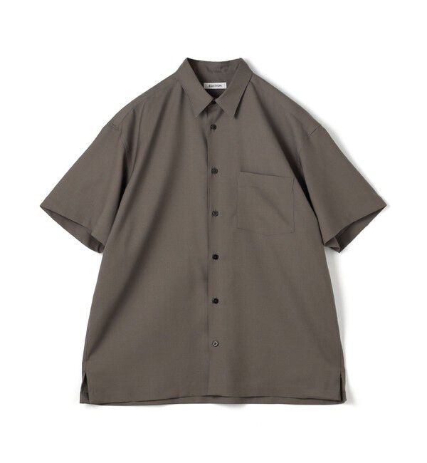 Edition「Super120's ウォッシャブルウール リラックスハーフスリーブシャツ」|シャツ・ブラウス|53 カーキ