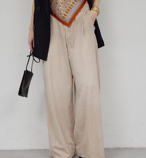  「【夏でも快適】シアーデニムパンツ」|デニム|ベージュ