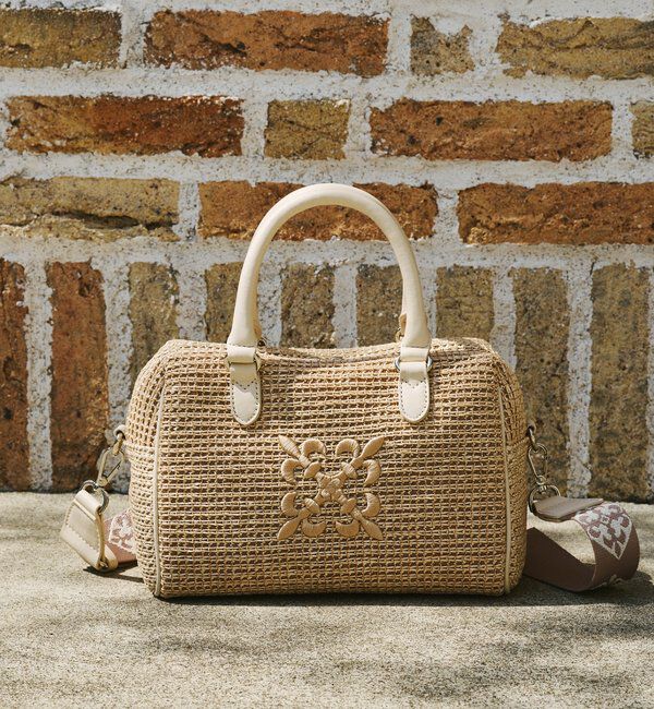  「ナイロンラフィアミニボストンバッグ」|ボストンバッグ|アイボリー