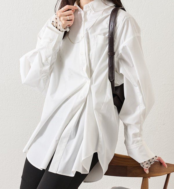  「ボタンレイヤードBIGシャツ」|シャツ・ブラウス|オフホワイト