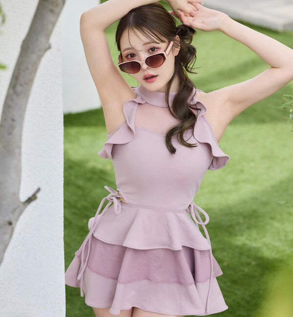  「swimwear/アメスリフリルミニワンピース(2点セット)」|その他|ピンク