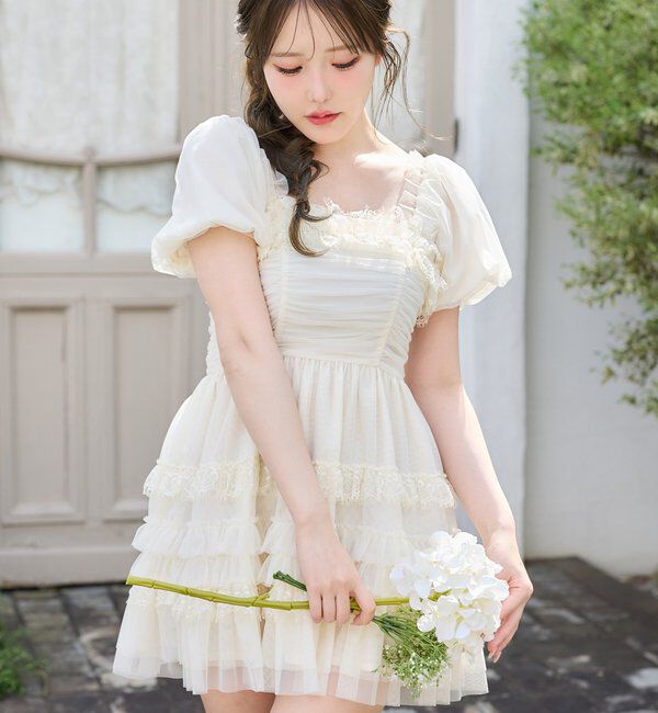 「【Tulle Collection】ティアードミニワンピース」|ワンピース|