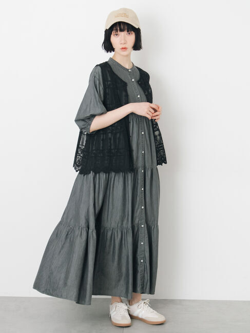 Samansa Mos2「【接触冷感】ライトオンスデニムワンピース」|ワンピース|