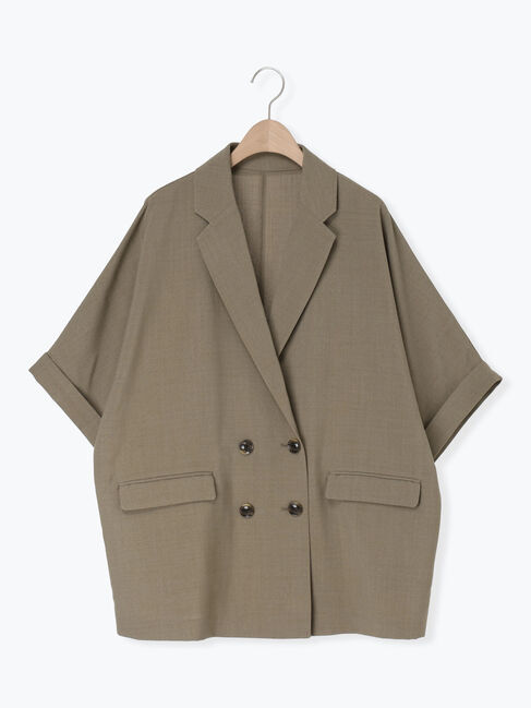 Samansa Mos2「ダブル釦5分袖ジャケット」|その他|カーキ