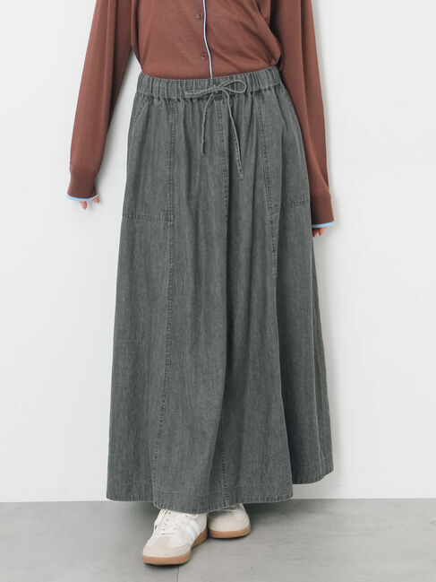 Samansa Mos2「デニムフレアスカート」|スカート|チャコールグレー