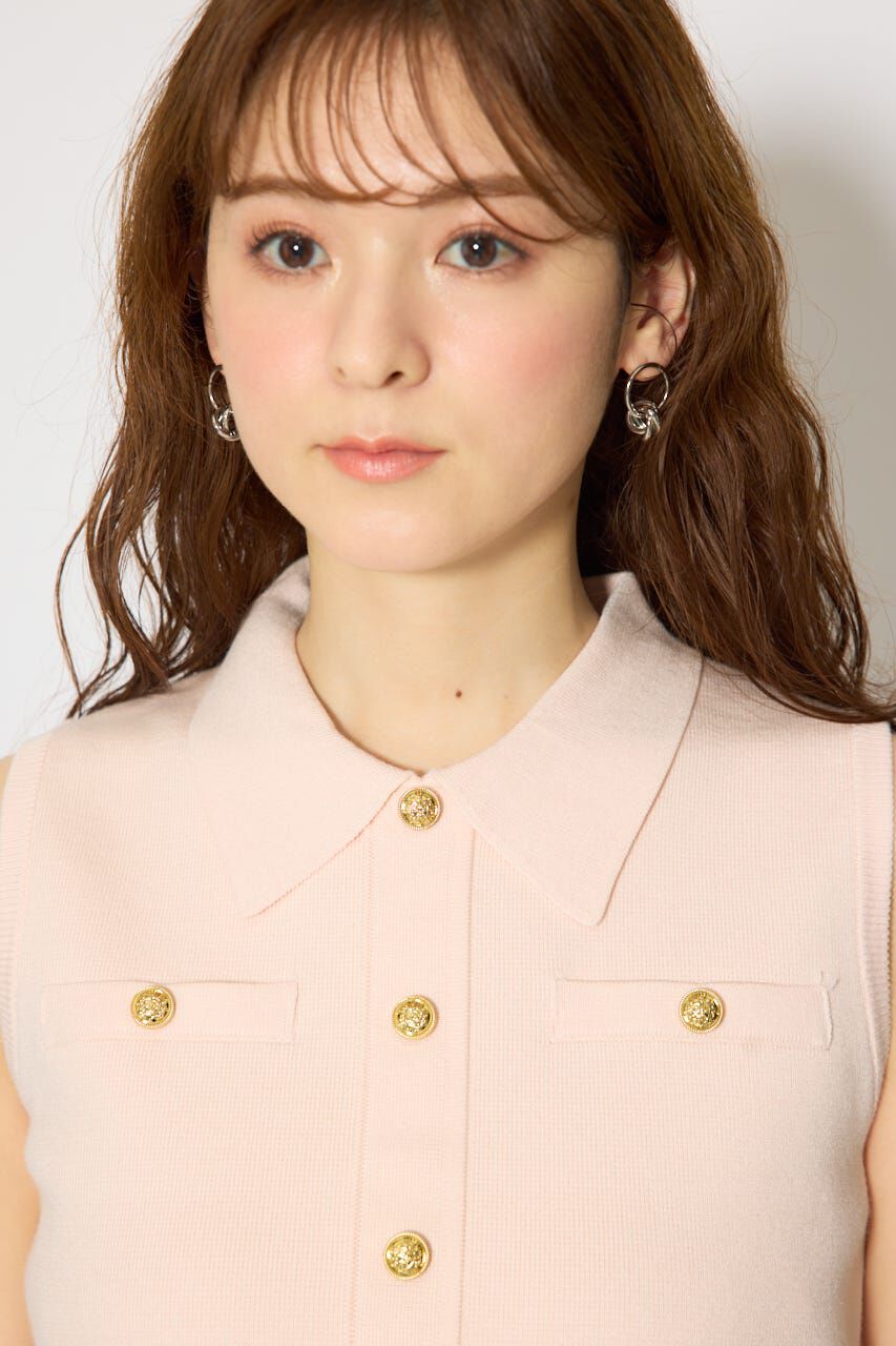 rienda「ゴールドボタンノースリニットトップス」|ニット・セーター|