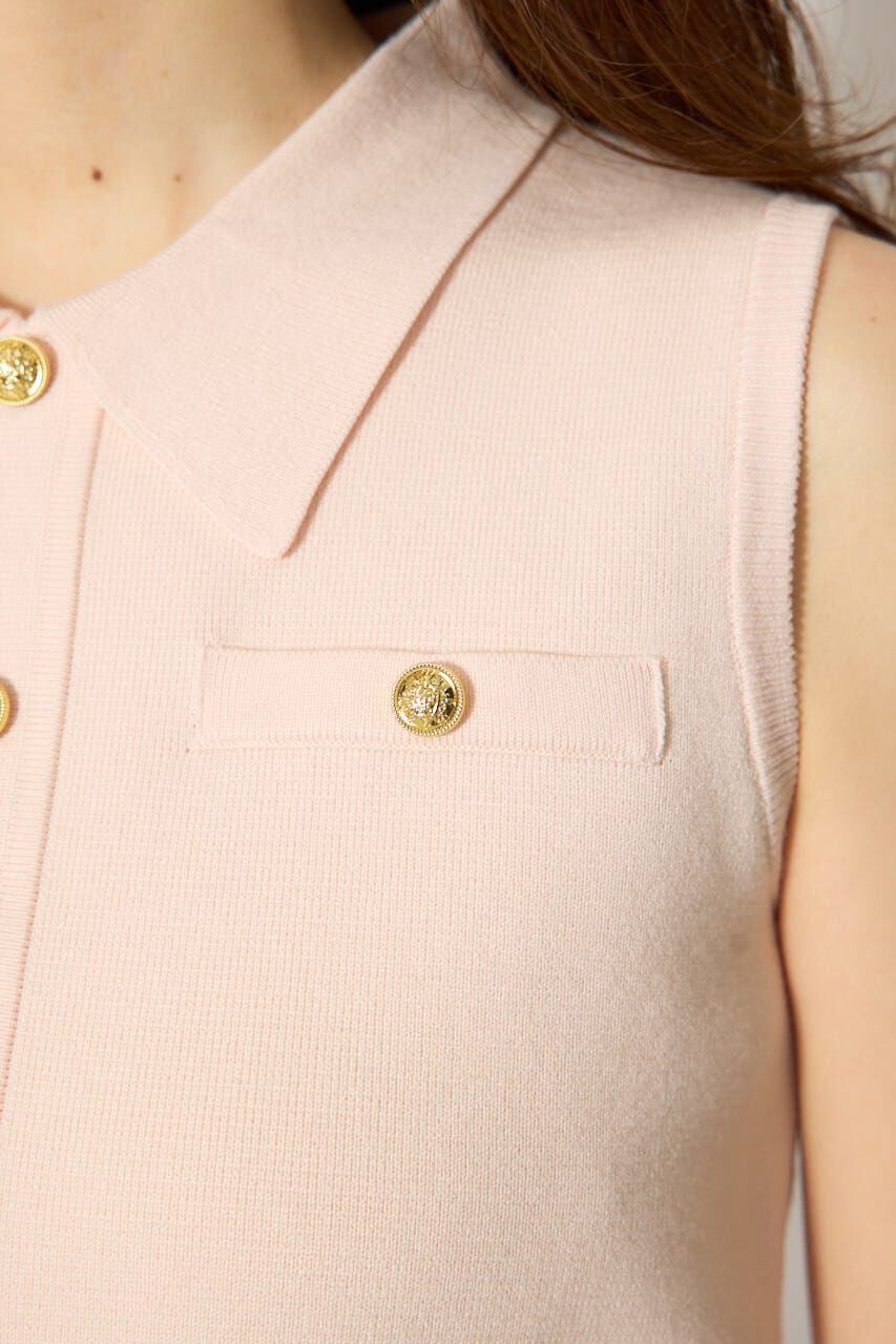 rienda「ゴールドボタンノースリニットトップス」|ニット・セーター|