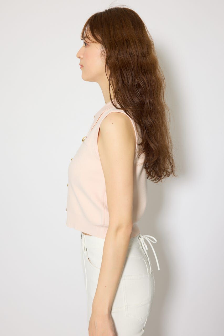 rienda「ゴールドボタンノースリニットトップス」|ニット・セーター|