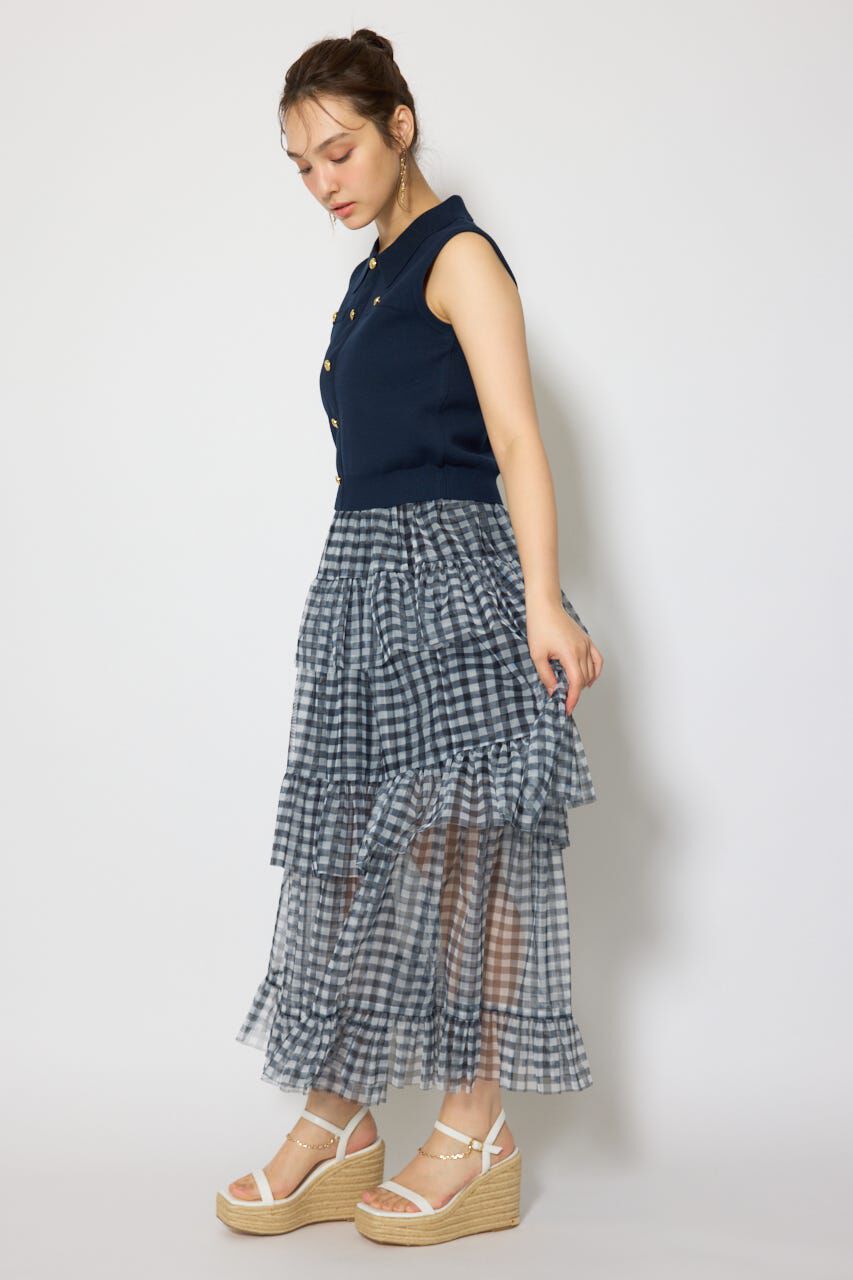 rienda「ゴールドボタンノースリニットトップス」|ニット・セーター|