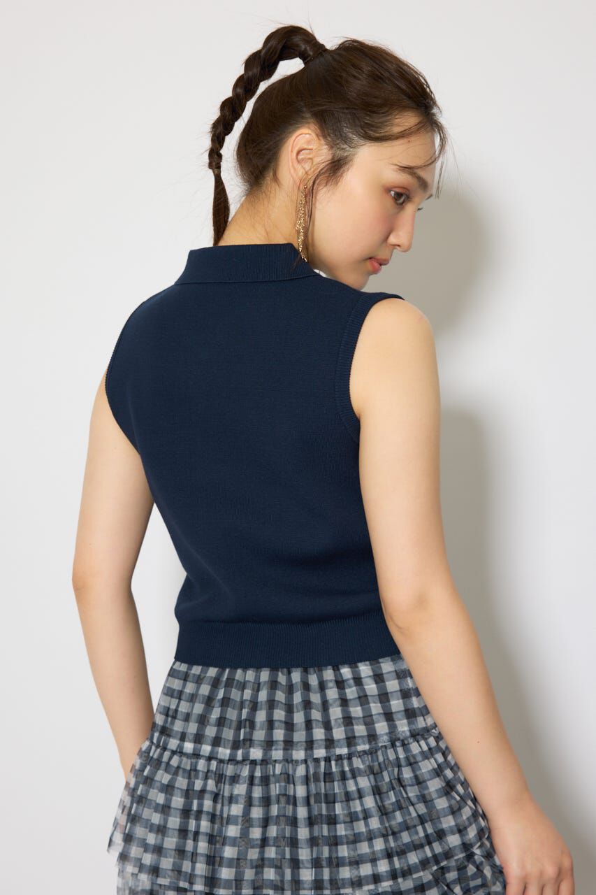 rienda「ゴールドボタンノースリニットトップス」|ニット・セーター|