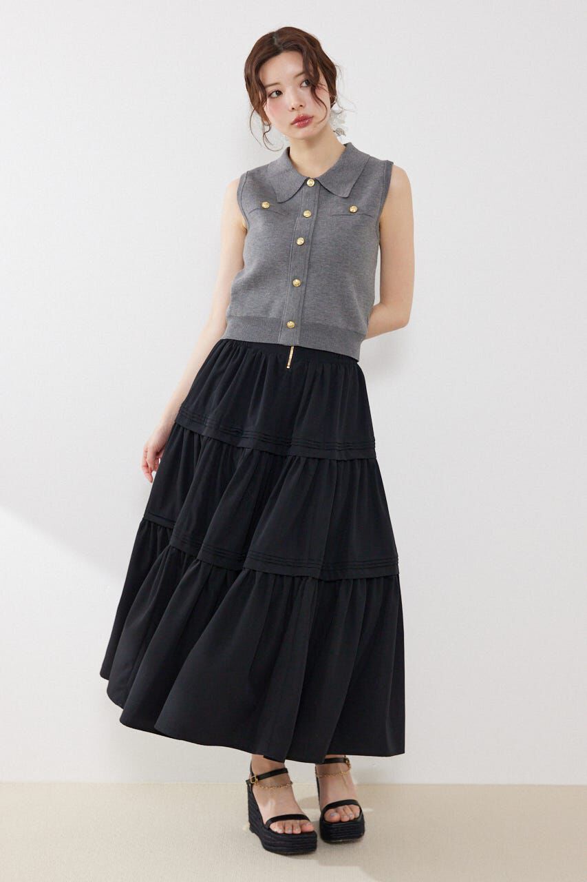 rienda「ゴールドボタンノースリニットトップス」|ニット・セーター|