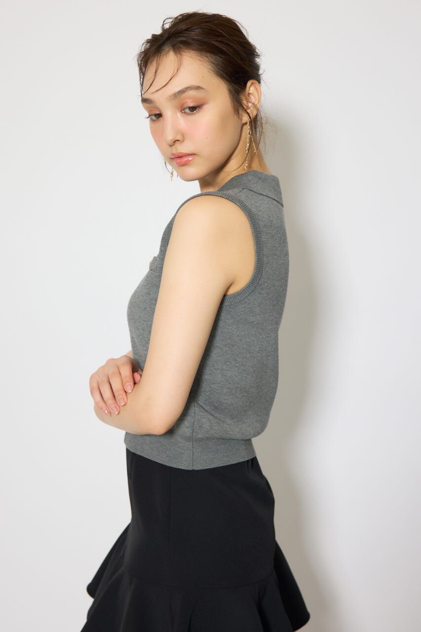 rienda「ゴールドボタンノースリニットトップス」|ニット・セーター|