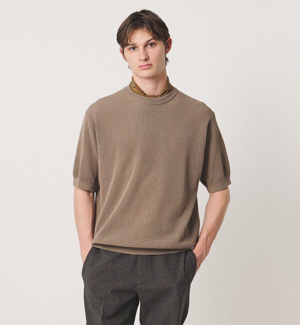 UNITED ARROWS「シャーリーカーン バーズアイ ショートスリーブ クルーネック ニットTシャツ」|ニット・セーター|