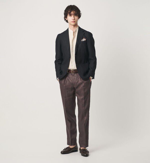 UNITED ARROWS「リネン ツイル １プリーツ リラックス テーパード イージースラックス」|スラックス|