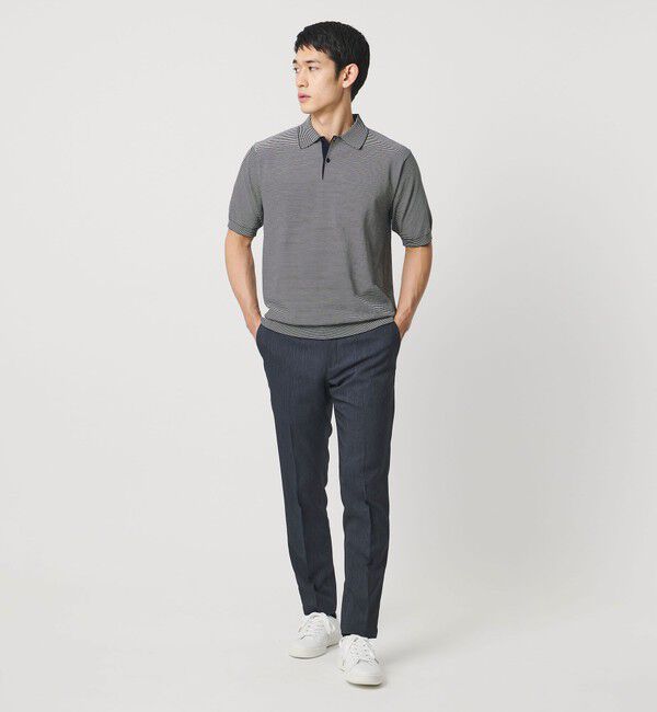 UNITED ARROWS「ショートスリーブ ボーダー ニットポロシャツ UA COZY ウォッシャブル 抗菌防臭」|ポロシャツ|