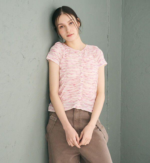 BEAUTY&YOUTH UNITED ARROWS「【WEB限定】カスリボーダー シャーリングトップス 2WAY」|Tシャツ・カットソー|