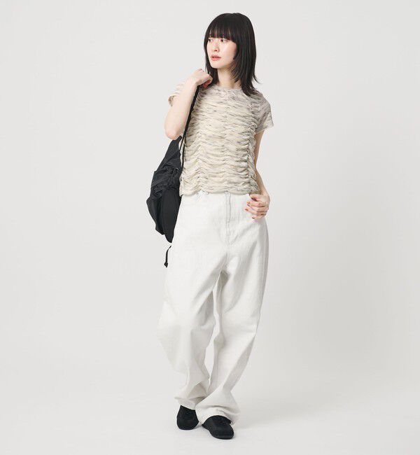 BEAUTY&YOUTH UNITED ARROWS「【WEB限定】カスリボーダー シャーリングトップス 2WAY」|Tシャツ・カットソー|