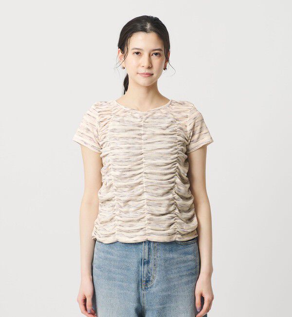 BEAUTY&YOUTH UNITED ARROWS「【WEB限定】カスリボーダー シャーリングトップス 2WAY」|Tシャツ・カットソー|