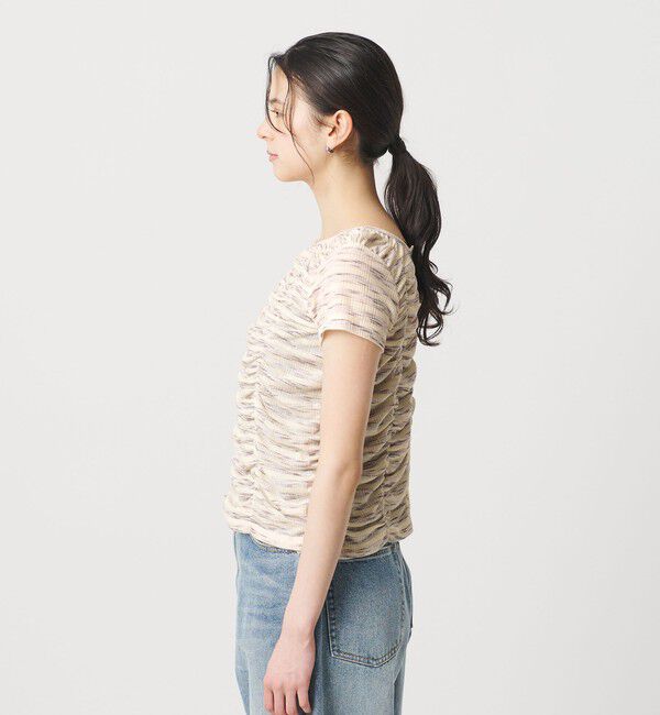 BEAUTY&YOUTH UNITED ARROWS「【WEB限定】カスリボーダー シャーリングトップス 2WAY」|Tシャツ・カットソー|
