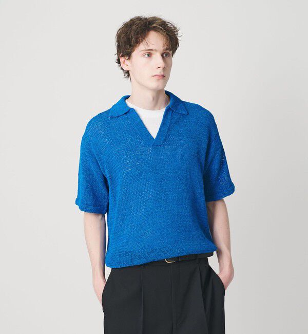 BEAUTY&YOUTH UNITED ARROWS「テープヤーン スキッパー ショートスリーブ ニット ウォッシャブル」|ニット・セーター|