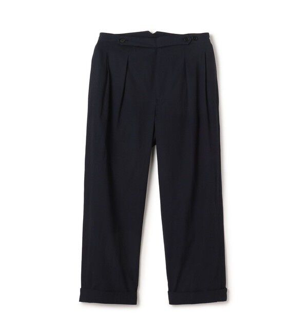 TOMORROWLAND MENS「コットン グラスツイル 2プリーツ ベルトレスパンツ」|チノ|69 ネイビー