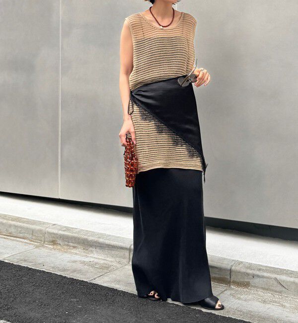 MAQWEL「《セットアップ対応》【MAQWEL/マクウェル】ウォッシャブルサテンスカート」|スカート|