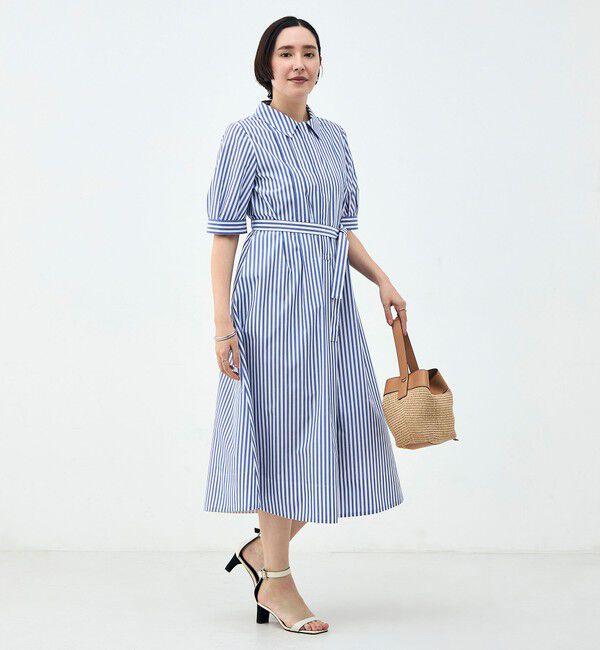 NOLLEY'S「ウォッシャブルAラインタックワンピース」|ワンピース|ブルー系1