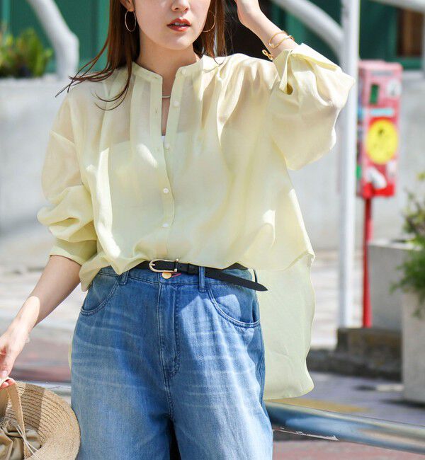 NOLLEY'S「ウォッシャブルサイドボタンシアーブラウス」|シャツ・ブラウス|イエロー