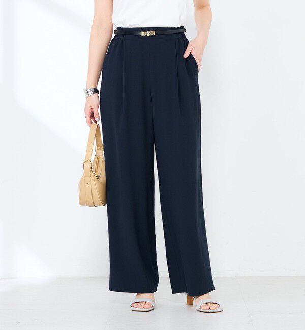 NOLLEY'S sophi「《セットアップ対応》ウォッシャブルエアリージョーゼットイージーワイドパンツ」|その他|ネイビー