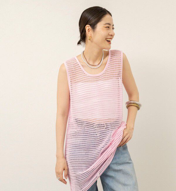 MAQWEL「【MAQWEL/マクウェル】ウォッシャブル透かし編みサマーニットノースリーブプルオーバー」|ニット・セーター|