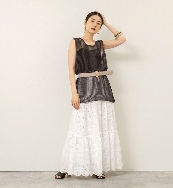 MAQWEL「【MAQWEL/マクウェル】ウォッシャブル透かし編みサマーニットノースリーブプルオーバー」|ニット・セーター|