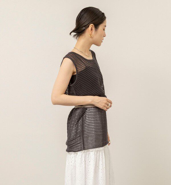 MAQWEL「【MAQWEL/マクウェル】ウォッシャブル透かし編みサマーニットノースリーブプルオーバー」|ニット・セーター|