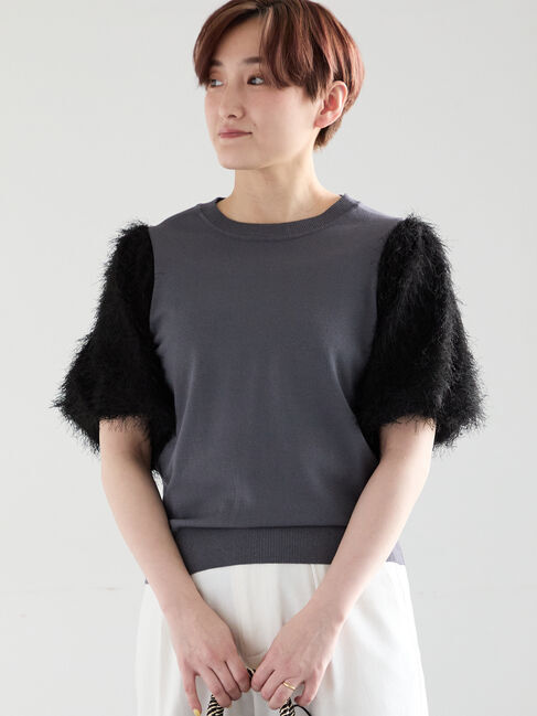 Te chichi「シャギーバルーンスリーブニット」|ニット・セーター|チャコールグレー