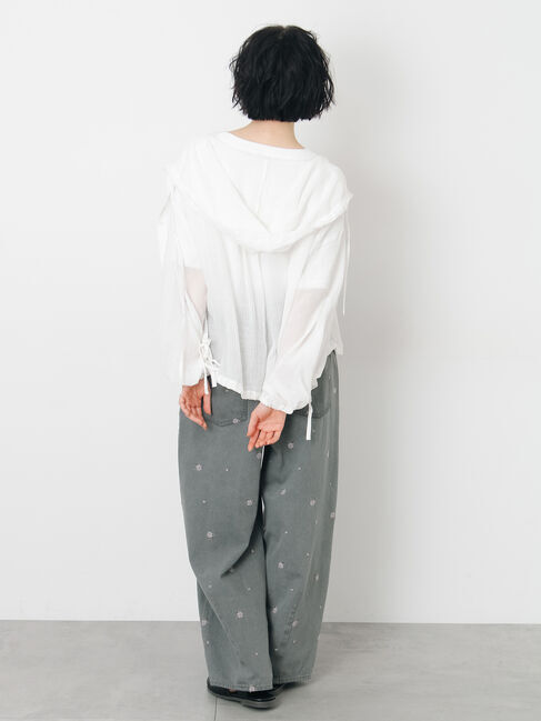 Samansa Mos2「シアー裾ドロストフードシャツ」|シャツ・ブラウス|