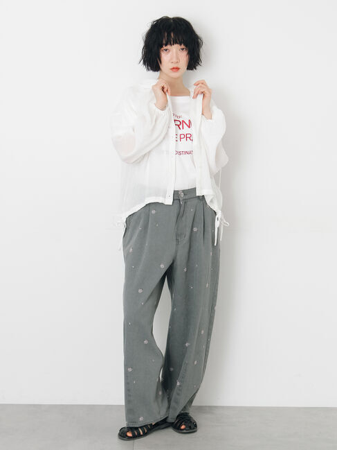 Samansa Mos2「シアー裾ドロストフードシャツ」|シャツ・ブラウス|