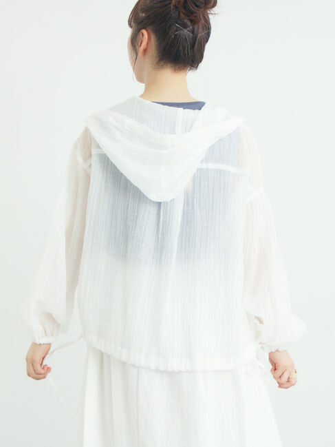 Samansa Mos2「シアー裾ドロストフードシャツ」|シャツ・ブラウス|