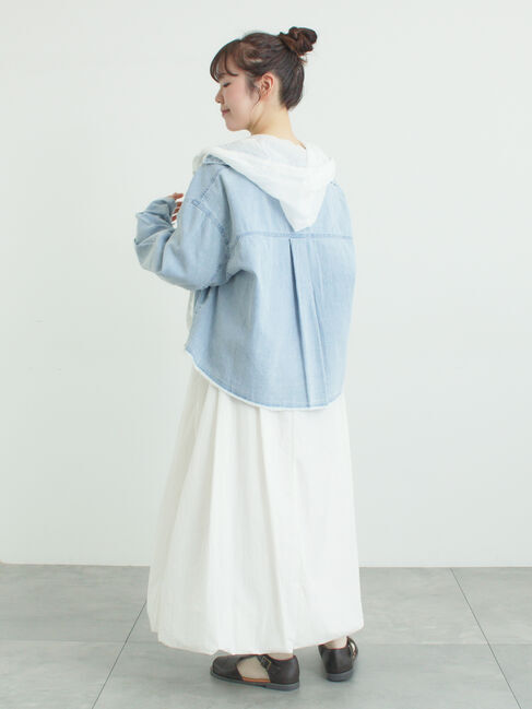 Samansa Mos2「シアー裾ドロストフードシャツ」|シャツ・ブラウス|